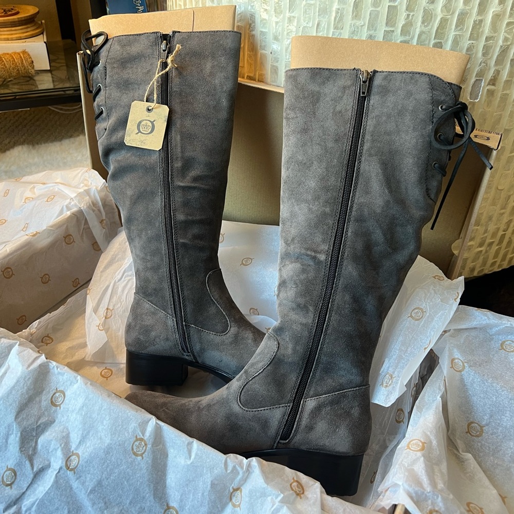 Born Charcoal Heeled Boots